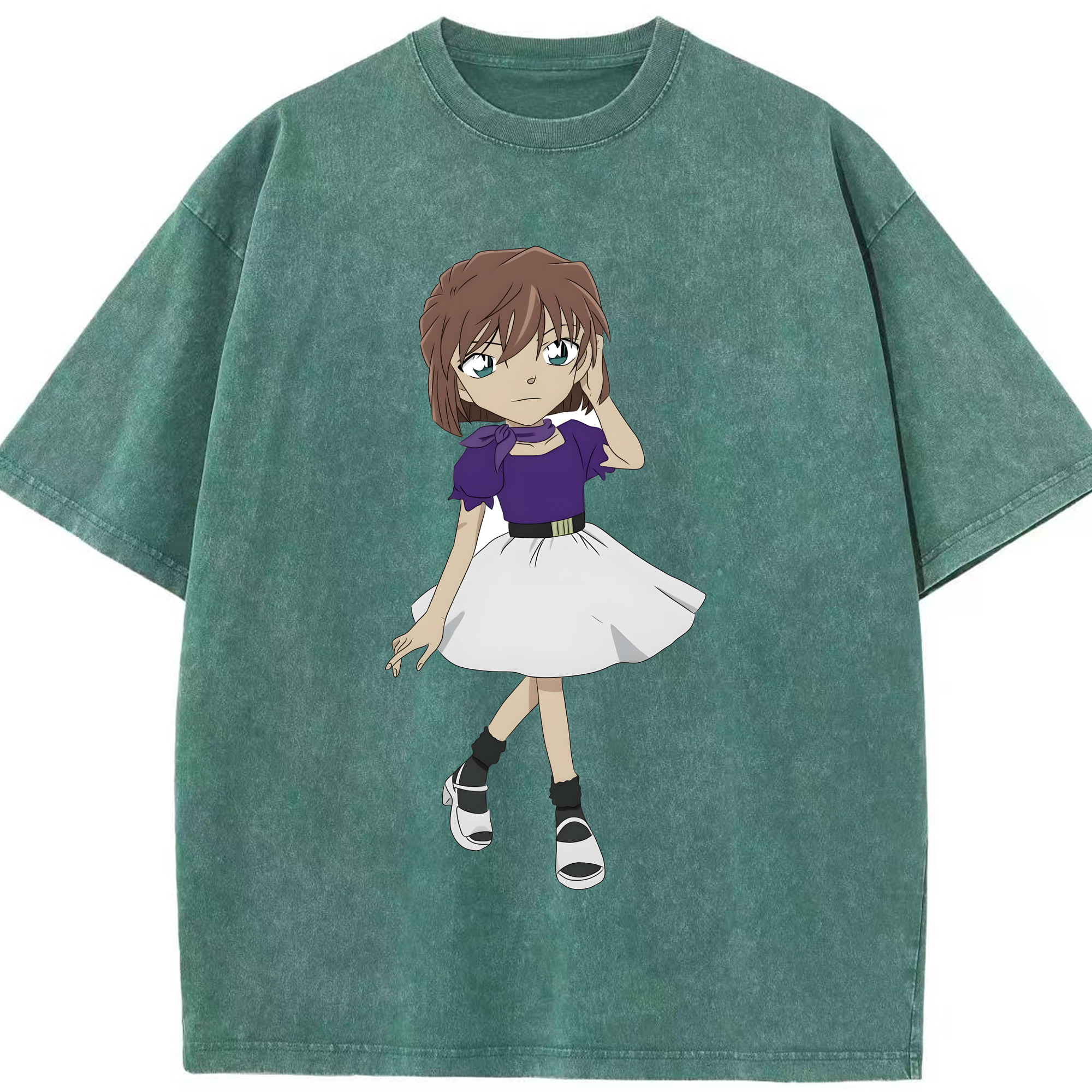 （画像用） 名探偵コナン 灰原 哀 はいばら あい Detective Conan Anita Hailey、Vi Graythorn Haibara Ai 綿100% ヴィンテージ風 半袖Tシャツ（フロントプリント）